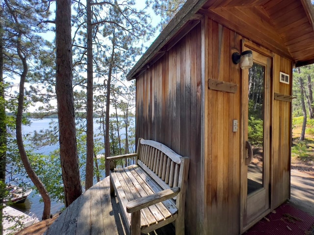 X Waters Island, Morse Twp, MN 55731 - view of outdoor structure featuring a water view
