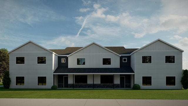 5223 Harvest Square Ln NW, Rochester, MN 55901 - modern inspired farmhouse featuring board and batten siding, a front lawn, and roof with shingles
