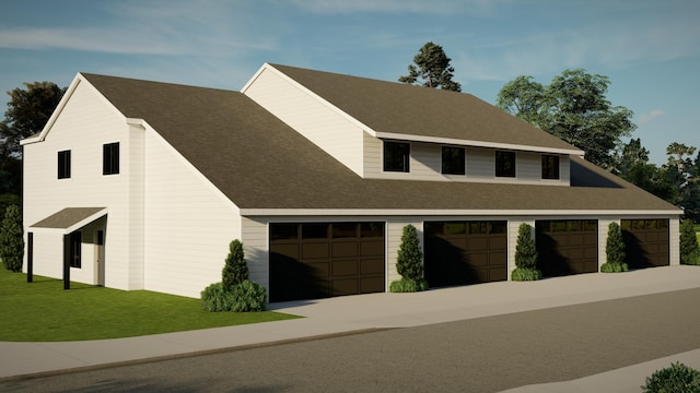 5223 Harvest Square Ln NW, Rochester, MN 55901 - view of side of home with a garage, a yard, and a shingled roof