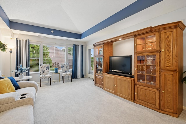 3800 85th Ave N Unit 312, Brooklyn Park, MN 55443 - living area featuring light colored carpet and vaulted ceiling