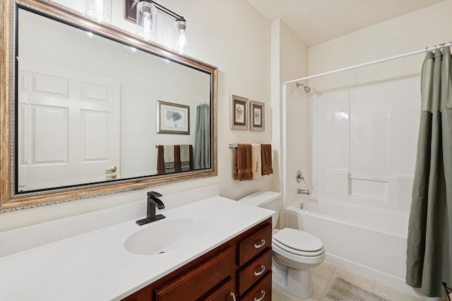 3800 85th Ave N Unit 312, Brooklyn Park, MN 55443 - full bath with toilet, vanity, shower / tub combo, and tile patterned flooring