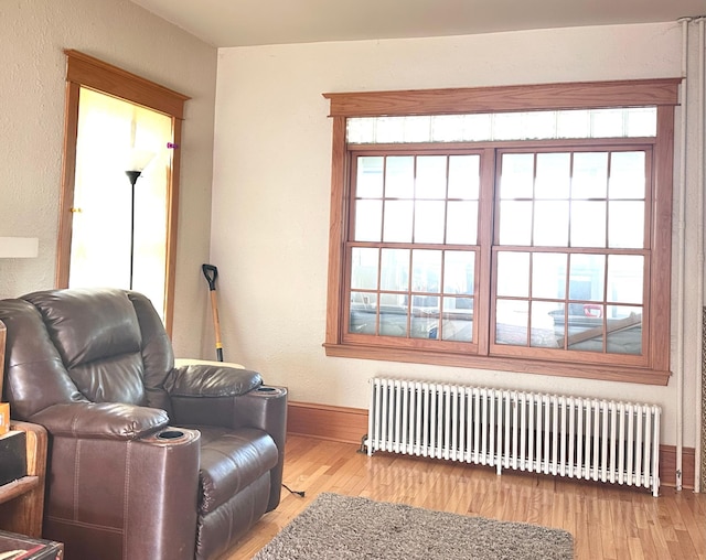 1638 Concordia Ave, Saint Paul, MN 55104 - sitting room featuring radiator, baseboards, and wood finished floors