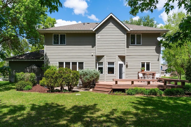 1212 Mill Creek Cir, Saint Cloud, MN 56303 - rear view of property featuring a wooden deck and a yard