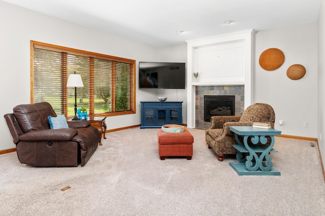 1212 Mill Creek Cir, Saint Cloud, MN 56303 - living room featuring carpet and a tiled fireplace