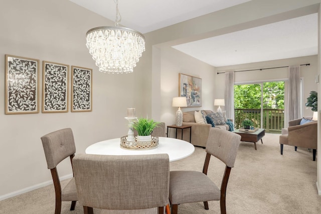 13872 52nd Ave N, Plymouth, MN 55446 - dining area with light colored carpet, a chandelier, and baseboards