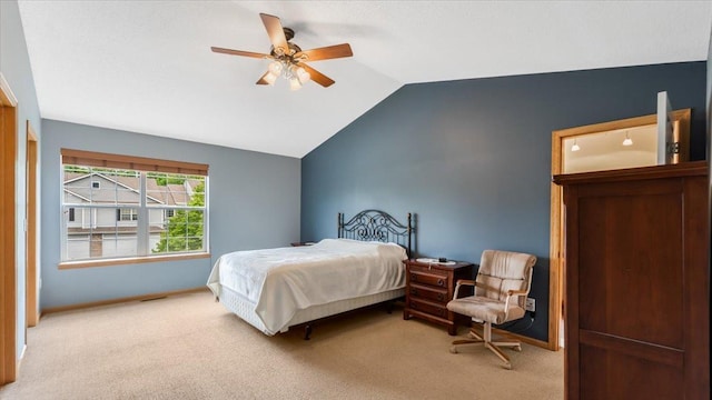 16895 78th Pl N, Maple Grove, MN 55311 - bedroom with carpet, lofted ceiling, ceiling fan, and baseboards