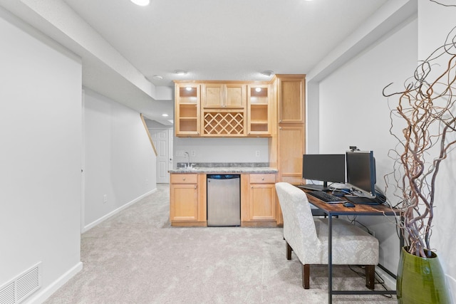 11955 84th Pl N, Maple Grove, MN 55369 - office space with wet bar, light colored carpet, baseboards, and recessed lighting
