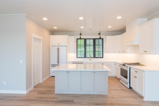 29655 E Horseshoe Lake Rd, Mission Twp, MN 56465 - kitchen with white appliances, a sink, a kitchen island, decorative backsplash, and recessed lighting
