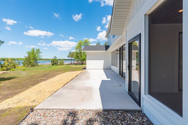 29655 E Horseshoe Lake Rd, Mission Twp, MN 56465 - view of patio / terrace with a water view