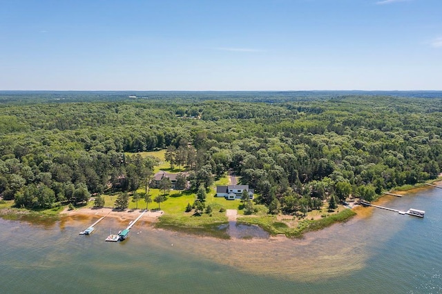 29655 E Horseshoe Lake Rd, Mission Twp, MN 56465 - drone / aerial view of a heavily wooded area and a nearby body of water