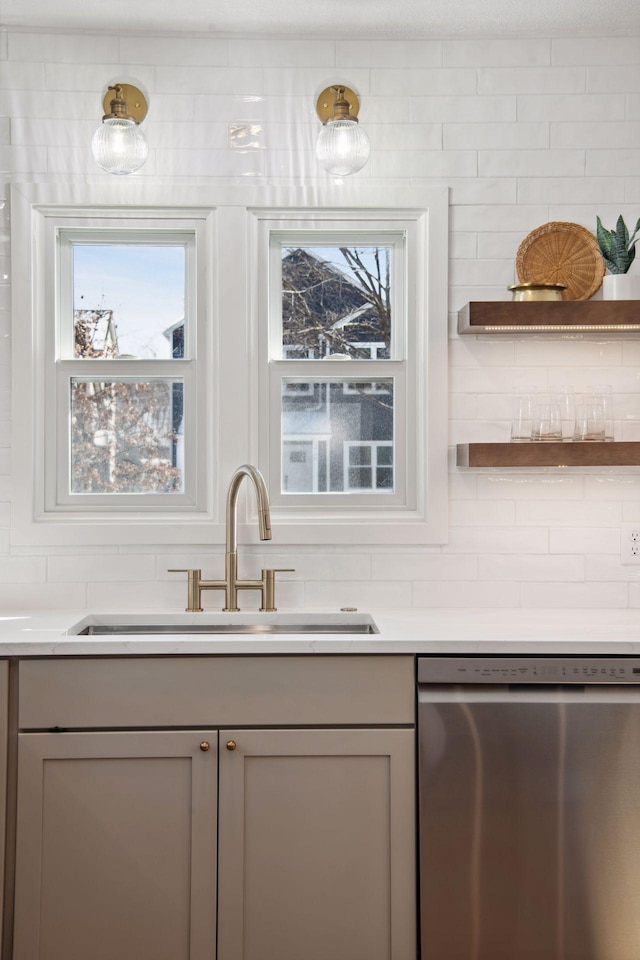 2930 Salem Ave, Saint Louis Park, MN 55416 - bar area with dishwasher, a sink, and decorative backsplash