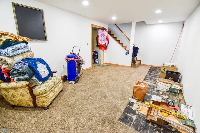 2009 7th St N, Fargo, ND 58102 - game room with recessed lighting, carpet flooring, and baseboards