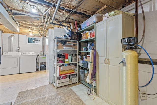 7109 Douglas Dr N, Brooklyn Park, MN 55429 - below grade area featuring independent washer and dryer and a water softener system