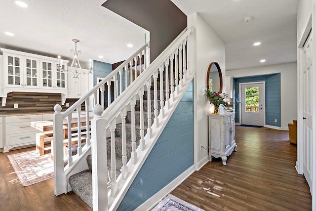 15084 Appaloosa Trl NE, Prior Lake, MN 55372 - stairs with wood finished floors, recessed lighting, a chandelier, and baseboards