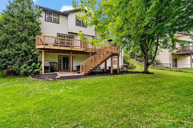 15084 Appaloosa Trl NE, Prior Lake, MN 55372 - back of property featuring stairway and a wooden deck