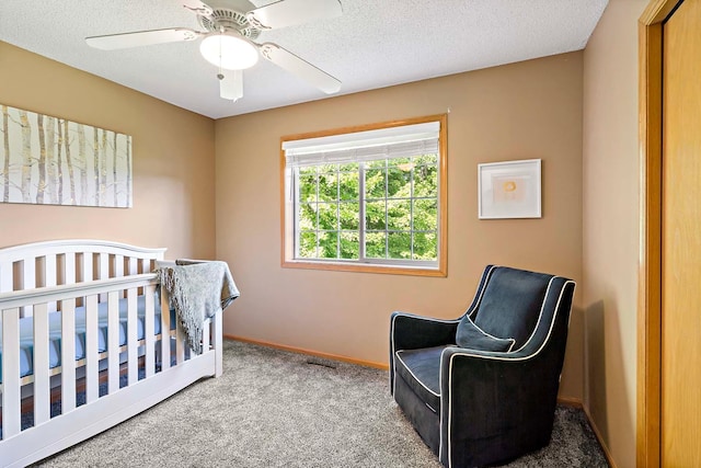 15084 Appaloosa Trl NE, Prior Lake, MN 55372 - bedroom with carpet floors, ceiling fan, and a textured ceiling