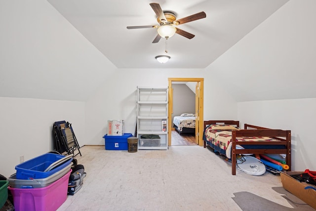 7194 Quentin Rd NE, Outing, MN 56662 - bedroom with vaulted ceiling and ceiling fan
