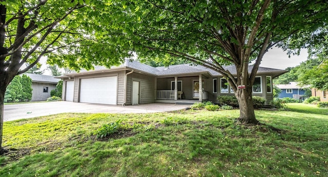 705 Grundhoefer Ct, Northfield, MN 55057 - ranch-style house with an attached garage, concrete driveway, a front lawn, and a porch