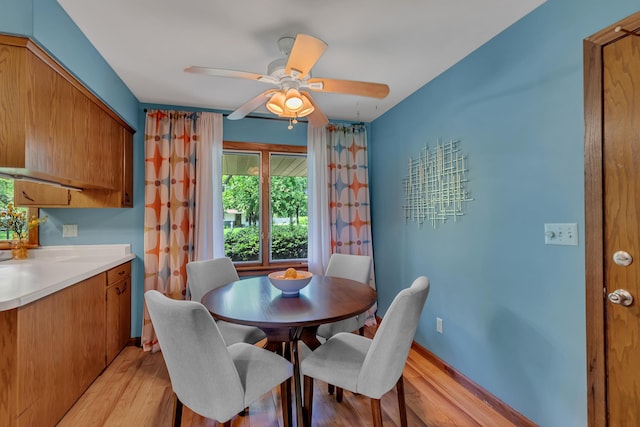 5843 Fairway Ln, Saint Cloud, MN 56303 - dining space featuring light wood-style floors, plenty of natural light, and ceiling fan