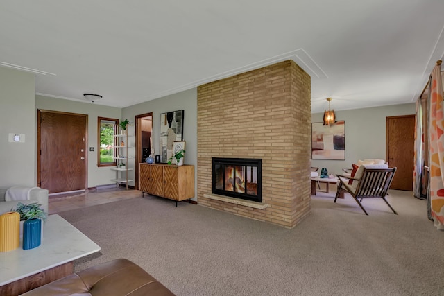 5843 Fairway Ln, Saint Cloud, MN 56303 - living room featuring carpet and a fireplace