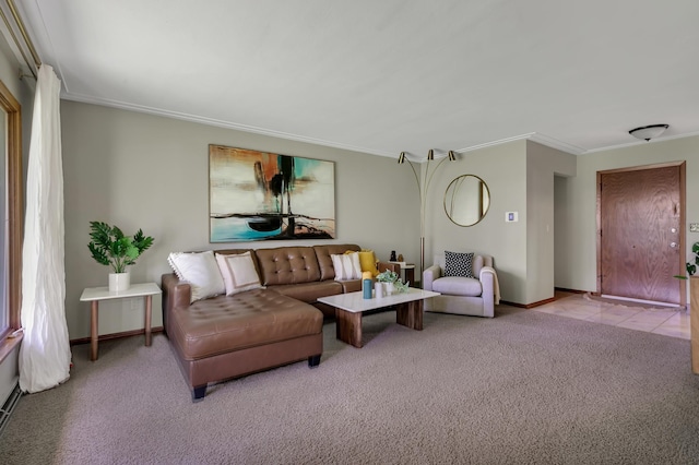 5843 Fairway Ln, Saint Cloud, MN 56303 - living room with ornamental molding, carpet, and baseboards