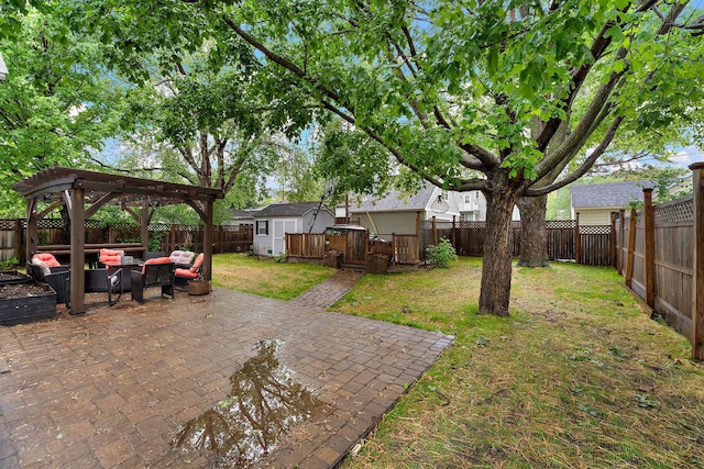 41 17th Ave N, Hopkins, MN 55343 - view of yard featuring an outdoor living space, a pergola, and a patio