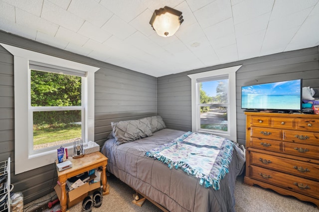 S233 Church Ave, Spring Valley, WI 54767 - bedroom with carpet flooring and wooden walls