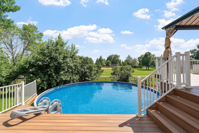 10779 57th St NE, Albertville, MN 55301 - outdoor pool featuring a wooden deck