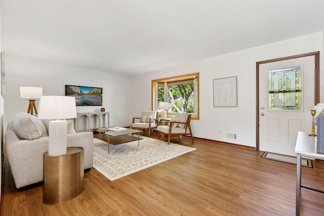 11124 Welcome Ave N, Champlin, MN 55316 - living room featuring light wood-type flooring and baseboards