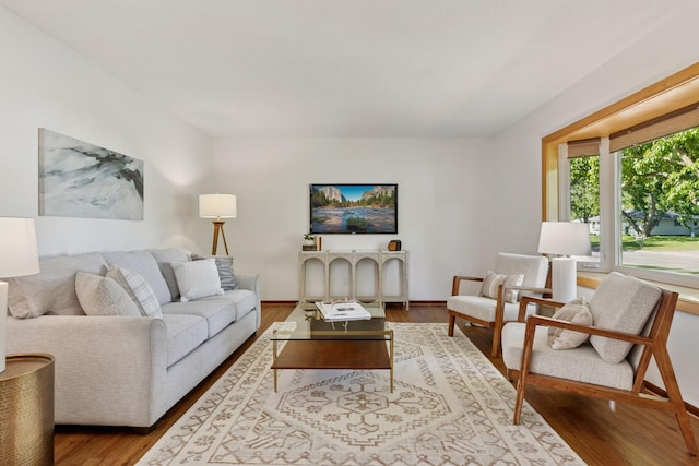 11124 Welcome Ave N, Champlin, MN 55316 - living area featuring wood finished floors and baseboards