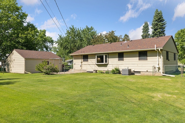 11124 Welcome Ave N, Champlin, MN 55316 - rear view of property with central AC unit and a shingled roof