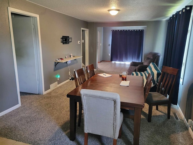 640 6th St, Albany, MN 56307 - dining room featuring a textured ceiling, baseboards, and carpet floors