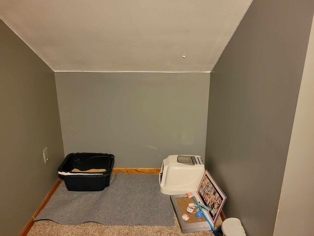 640 6th St, Albany, MN 56307 - game room with vaulted ceiling, carpet, and baseboards