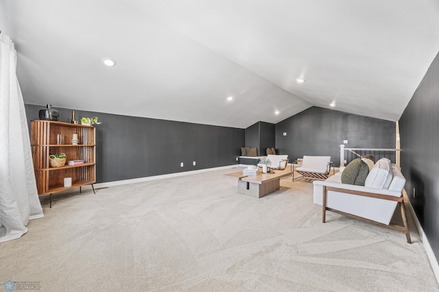 2652 70th Ave S, Fargo, ND 58104 - living area with vaulted ceiling, carpet floors, baseboards, and recessed lighting