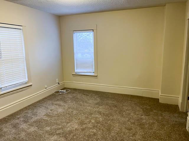 310 Burgess St, Saint Paul, MN 55117 - spare room featuring carpet flooring, a textured ceiling, and baseboards