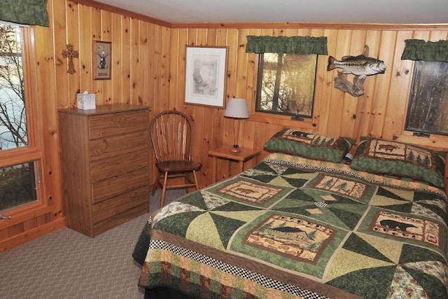 29626 436th Pl, Farm Island Twp, MN 56431 - carpeted bedroom with wood walls
