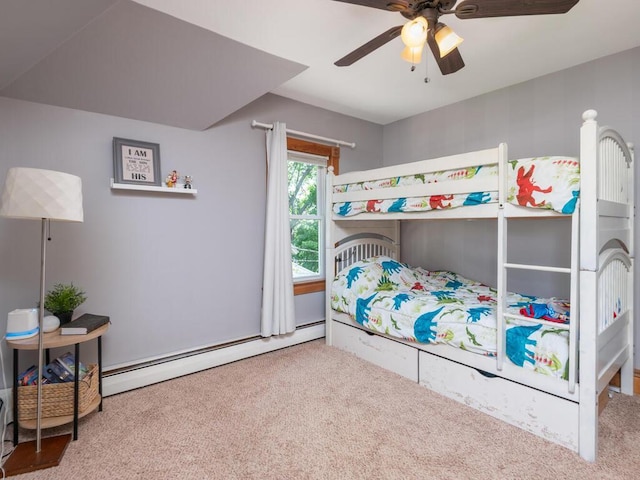 306 Benton St W, Cologne, MN 55322 - carpeted bedroom with a baseboard heating unit and ceiling fan