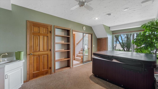 7420 Long Lake Rd, Dovre Twp, MN 56201 - bedroom featuring a sink, light carpet, and a textured ceiling