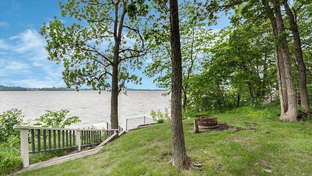 7420 Long Lake Rd, Dovre Twp, MN 56201 - water view featuring a fire pit