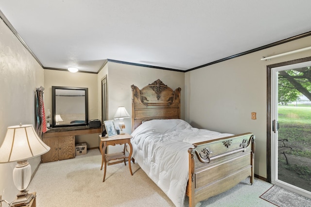 8847 Ironwood Ave S, Cottage Grove, MN 55016 - bedroom with access to outside, ornamental molding, and carpet floors