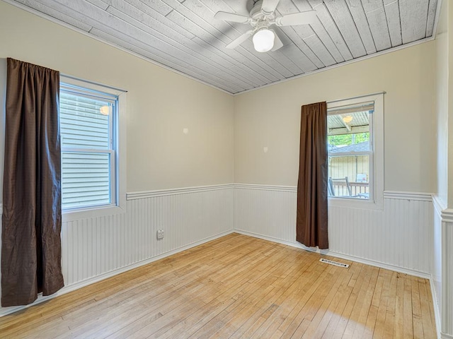 1396 Palace Ave, Saint Paul, MN 55105 - unfurnished room featuring a wainscoted wall, light wood-type flooring, and ceiling fan