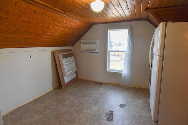 715 8th St E, Thief River Falls, MN 56701 - additional living space with wooden ceiling, vaulted ceiling, and baseboards