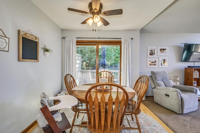 3948 Orchid Ln N, Plymouth, MN 55446 - dining room with ceiling fan, light wood-type flooring, and baseboards