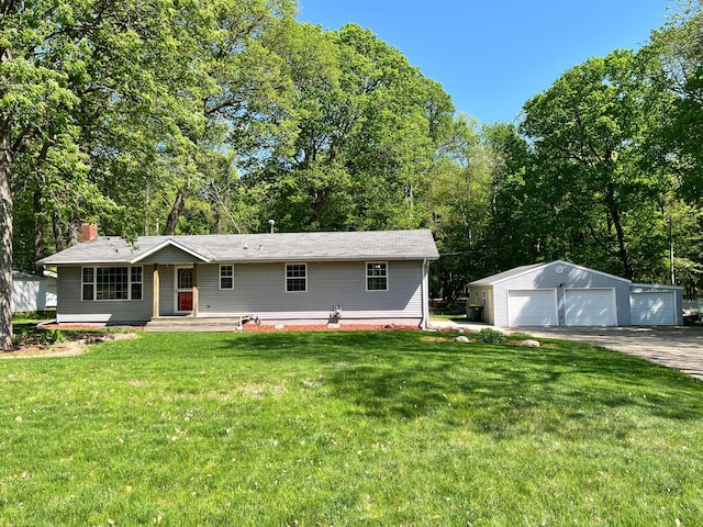 10306 Hemlock St NW, Annandale, MN 55302 - ranch-style house featuring a detached garage, an outbuilding, and a front yard