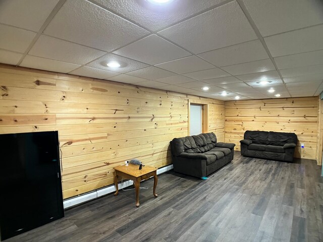 10306 Hemlock St NW, Annandale, MN 55302 - living room featuring a paneled ceiling, dark wood finished floors, and recessed lighting