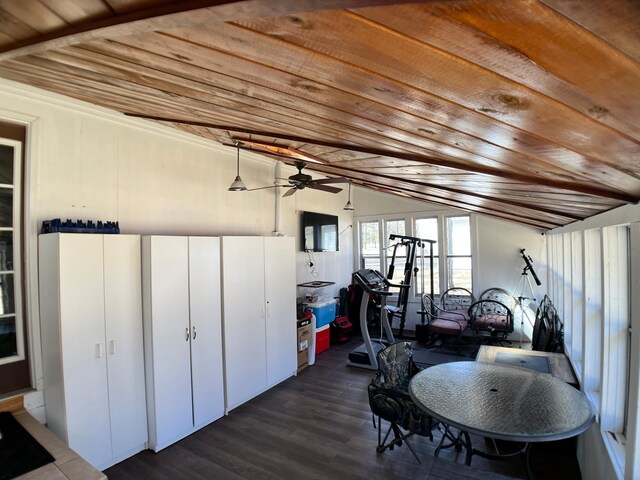 10306 Hemlock St NW, Annandale, MN 55302 - garage with a ceiling fan and wood ceiling