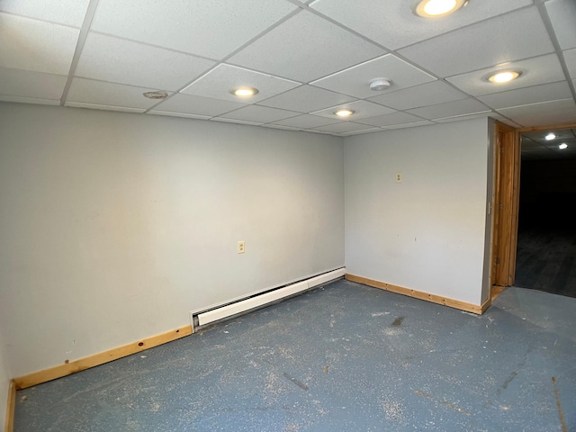 10306 Hemlock St NW, Annandale, MN 55302 - spare room with a baseboard heating unit, recessed lighting, a paneled ceiling, and a smoke detector
