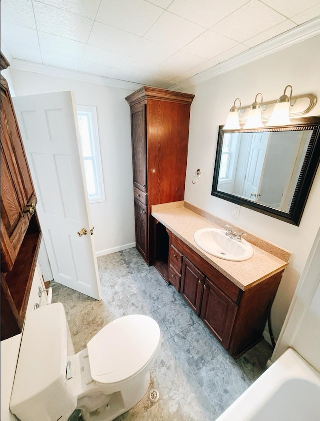 415 Francis St, Faribault, MN 55021 - full bath featuring vanity, crown molding, and a bath