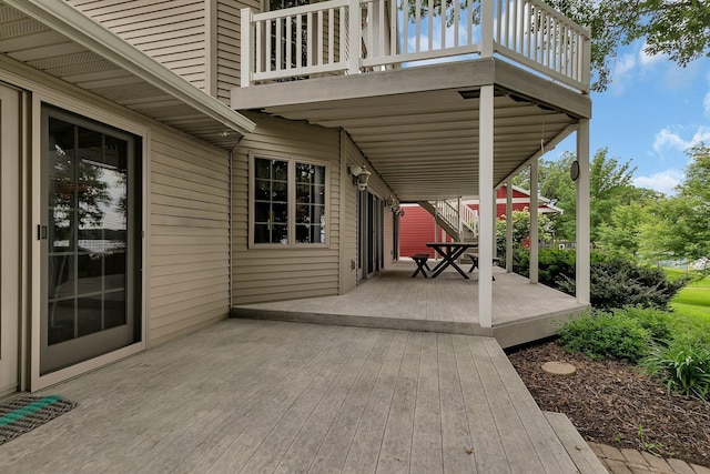 5386 165th St NE, Atwater, MN 56209 - view of patio / terrace featuring a wooden deck and a balcony