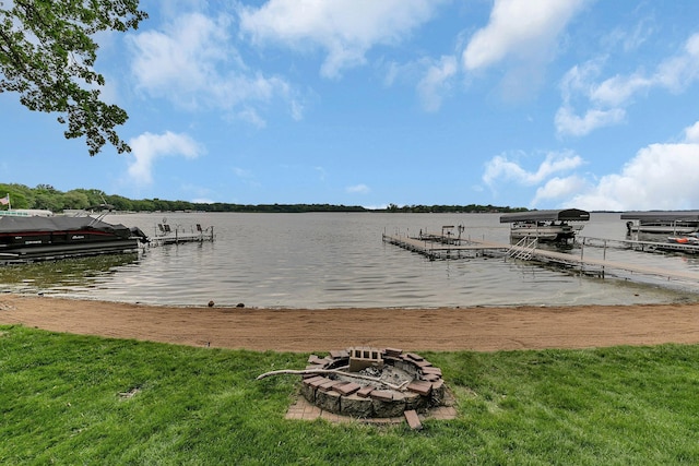 5386 165th St NE, Atwater, MN 56209 - dock with a fire pit and a water view